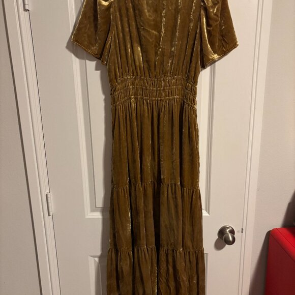 Anthropologie The Somerset Maxi Dress: Velvet Edition Gold - NWOT - Picture 7 of 7